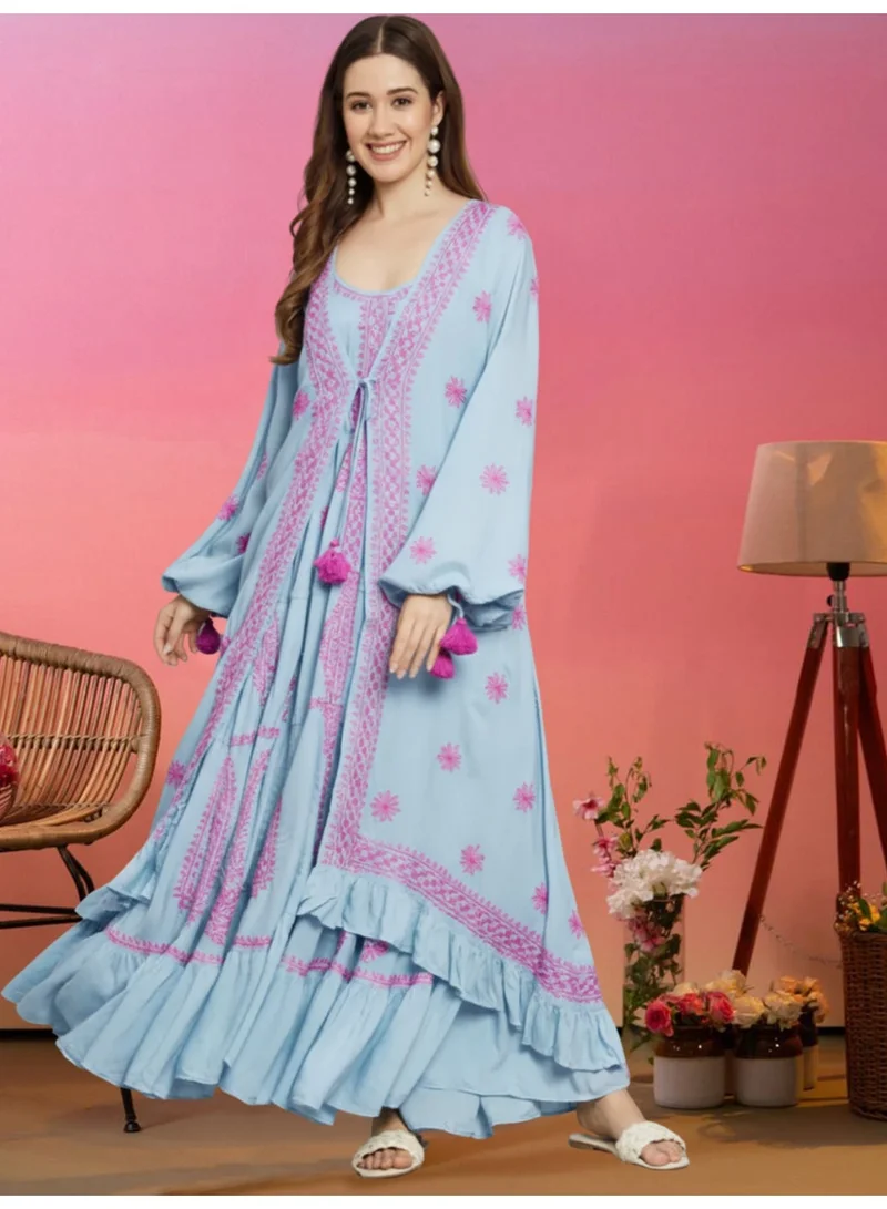 الايا قفطان شيكانكاري مودال مطرز يدويًا-AL3605